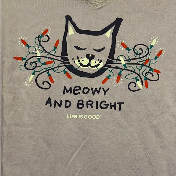 Life Is Good Lavender Meowy and Bright Cat Graphic Long Sleeve Tee Size XXL EUC - Picture 4 of 8
